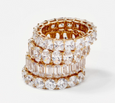 Diamonique 14K Gold Clad Round Cut Eternity Band Ring, Size 8